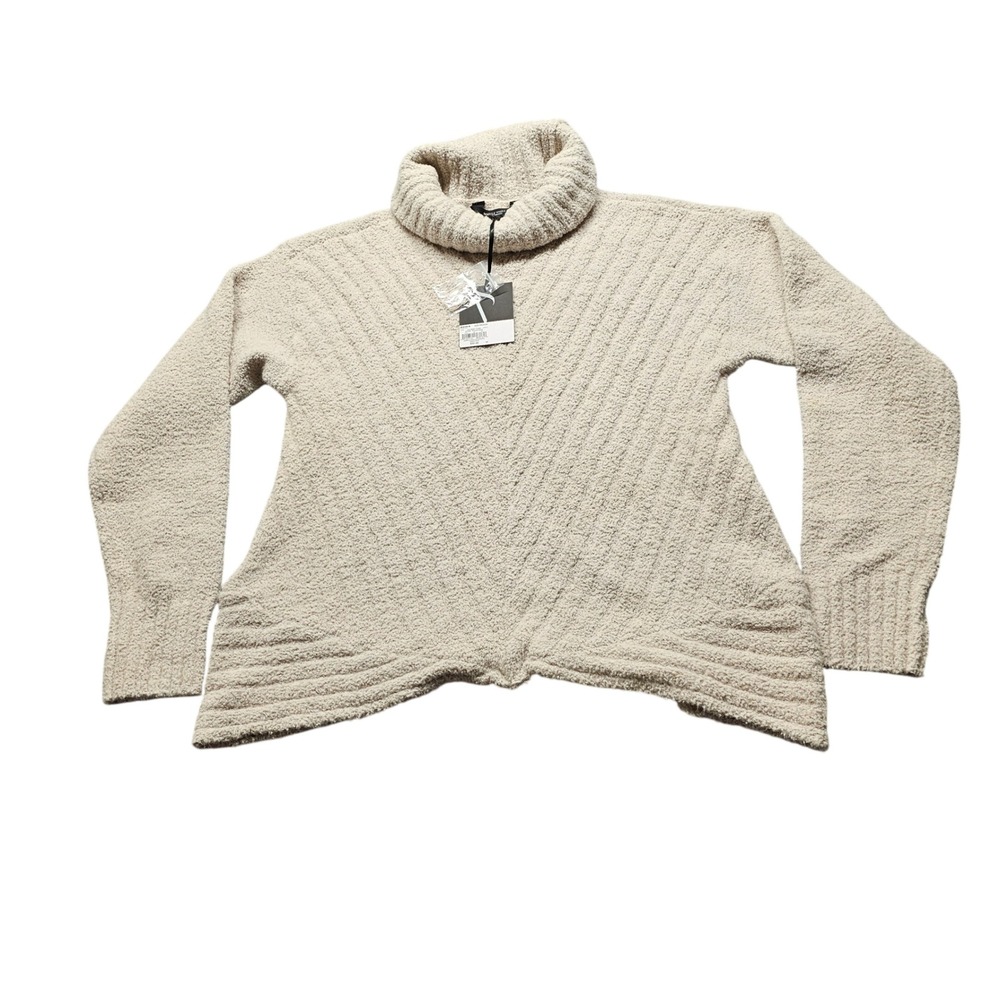 Simply Vera Vera Wang Turtleneck Sweater Womens M Cream Textured Knit Tulip Hem